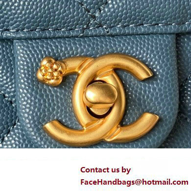 Chanel Grained Calfskin  &  Gold-Tone Metal Chain Backpack Bag AS4490 Blue 2023